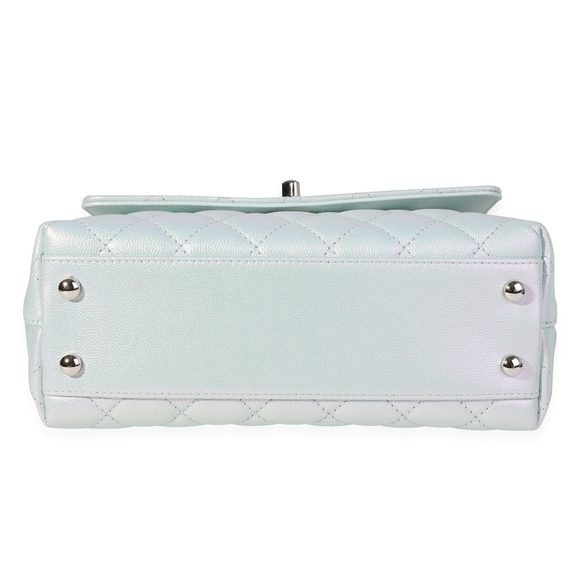 Chanel Iridescent Blue Quilted Caviar Mini Coco Top Handle Flap Bag - Picture 5 of 8